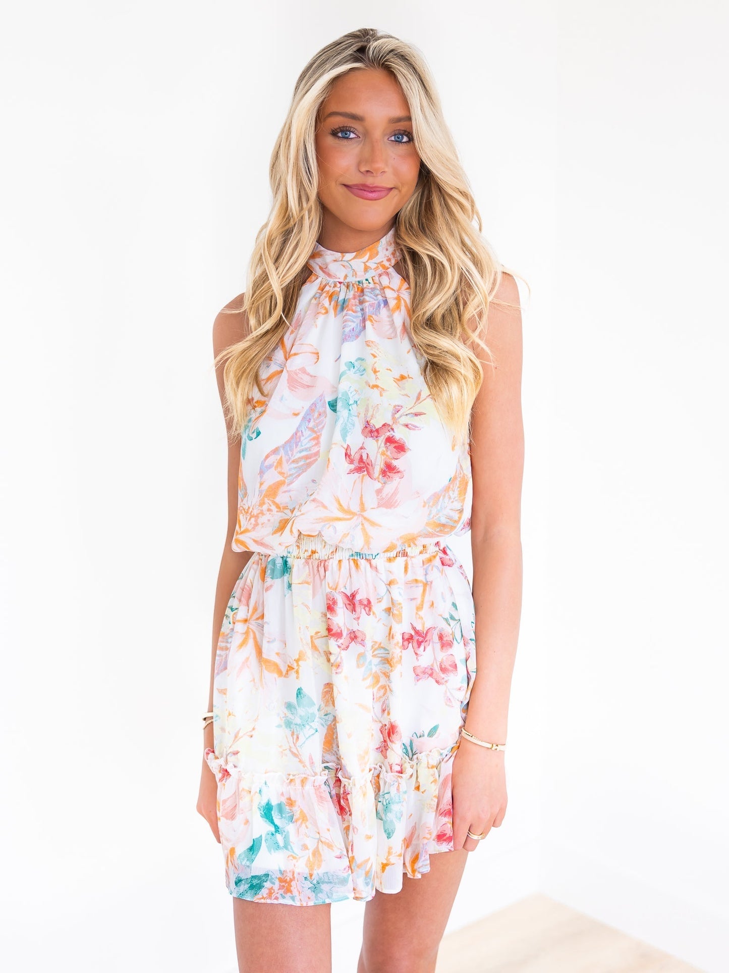 How You Know Floral Halter Dress