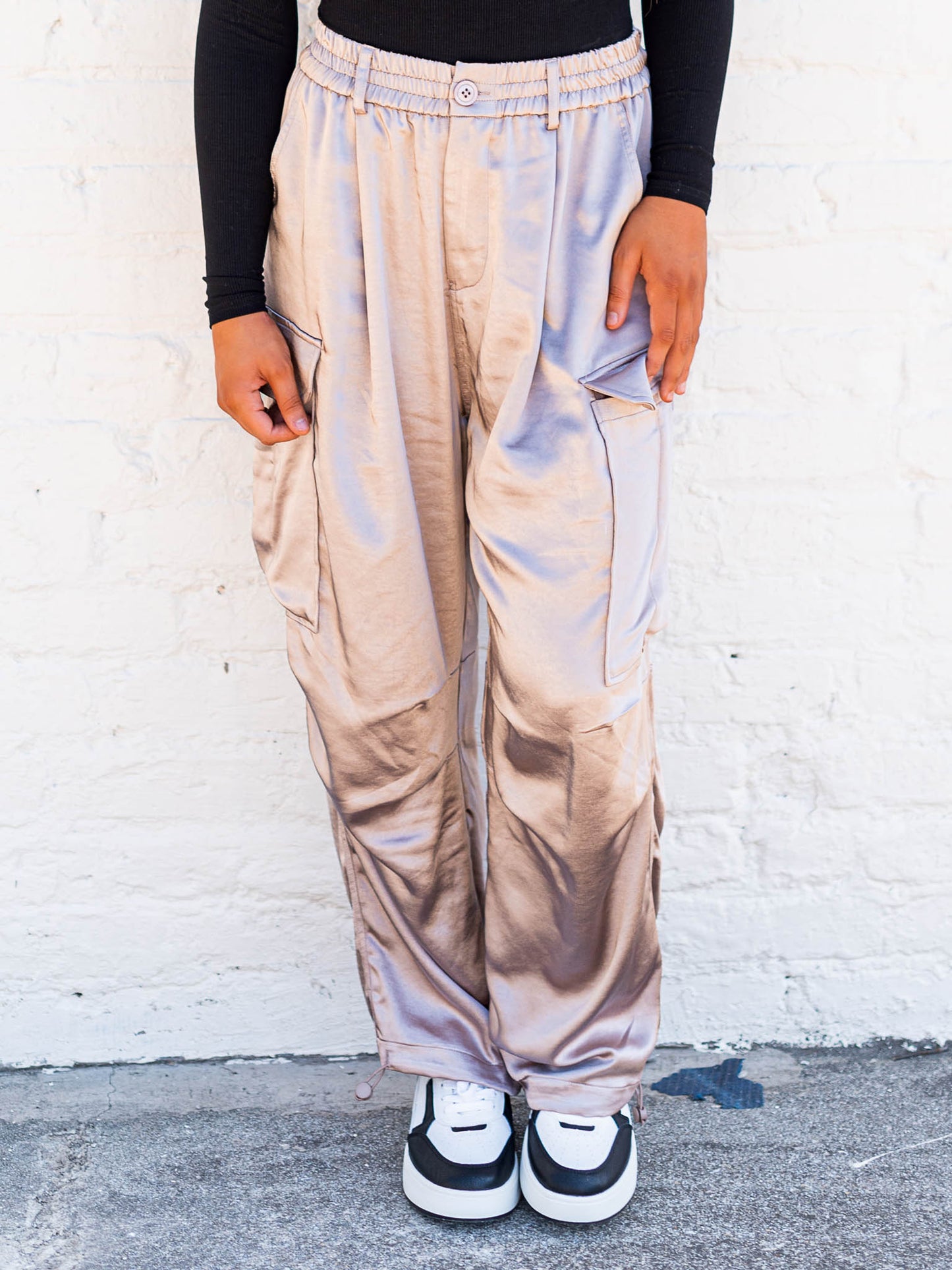 Strolling By Satin Cargo Pants