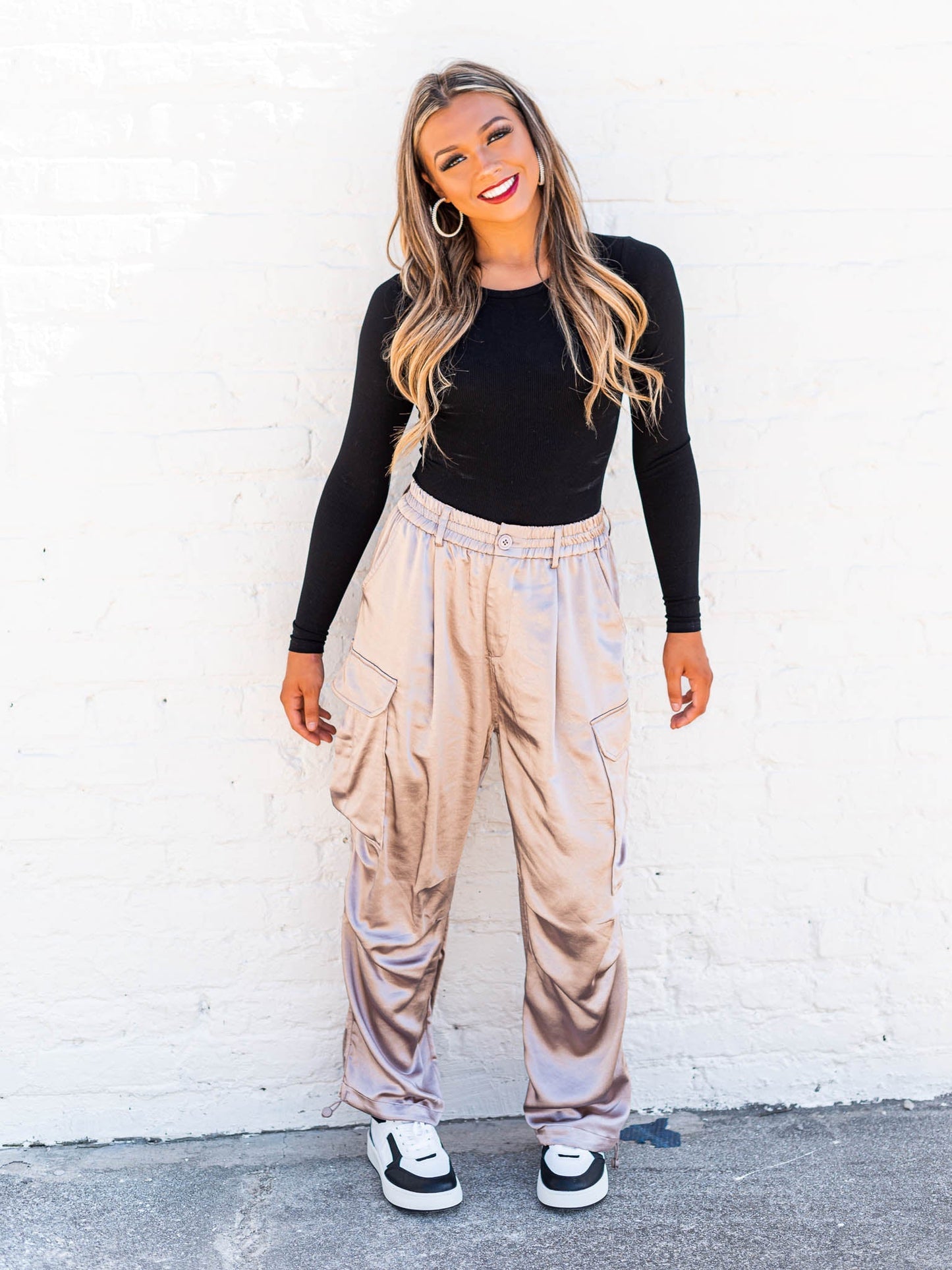 Strolling By Satin Cargo Pants