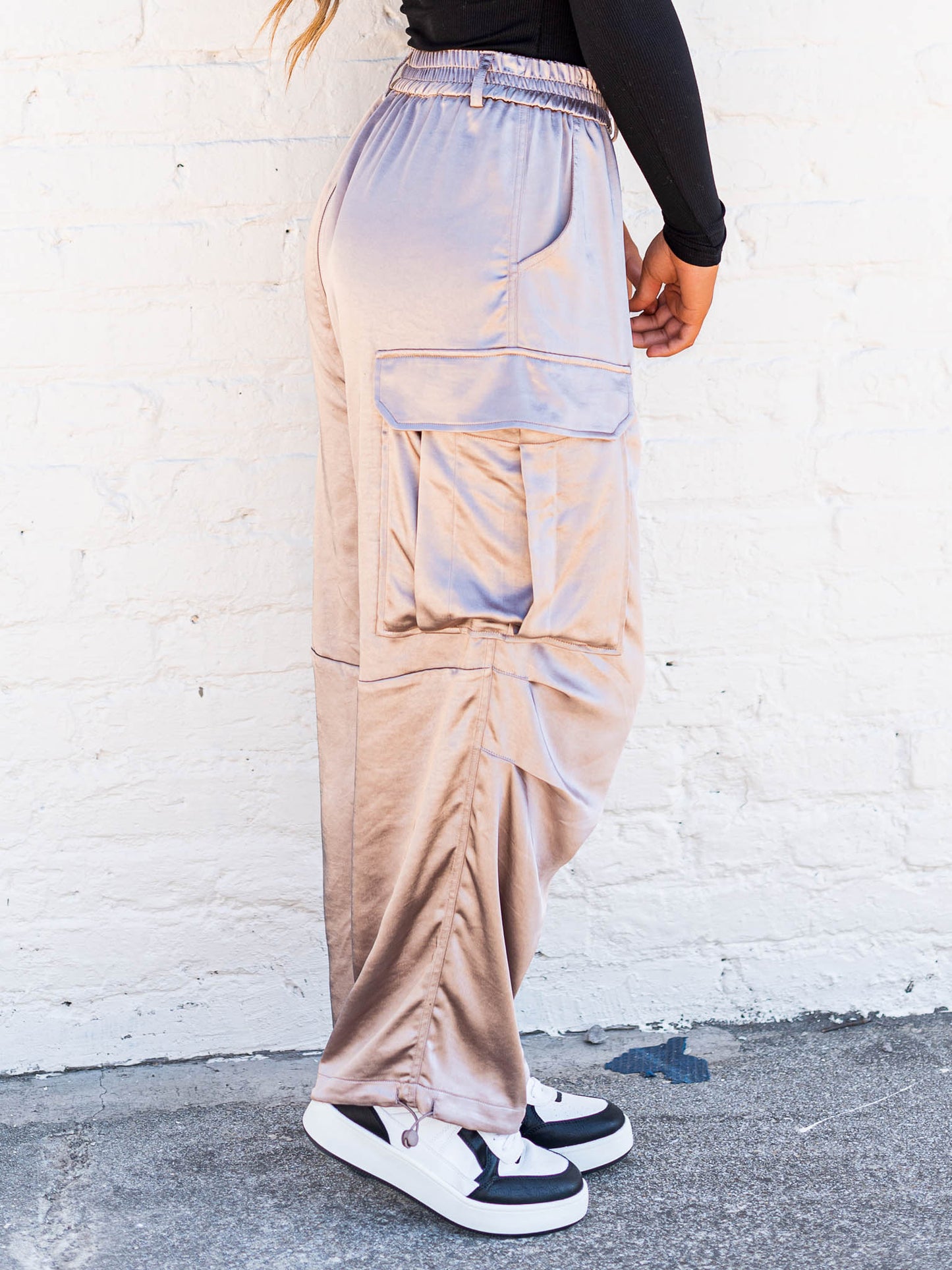 Strolling By Satin Cargo Pants