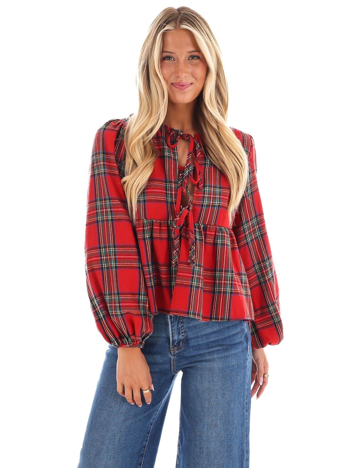 Christmas Eve Plaid Top