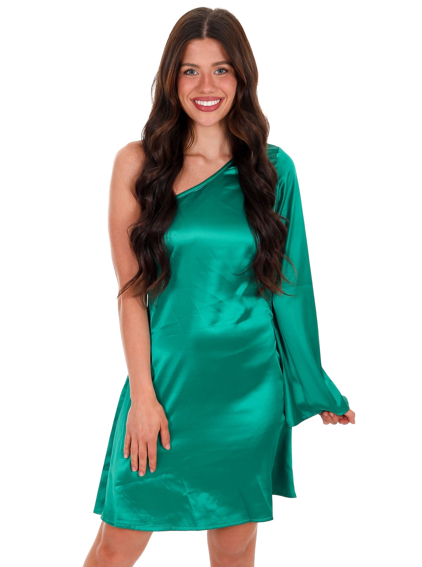 Magic Moment One Shoulder Satin Dress