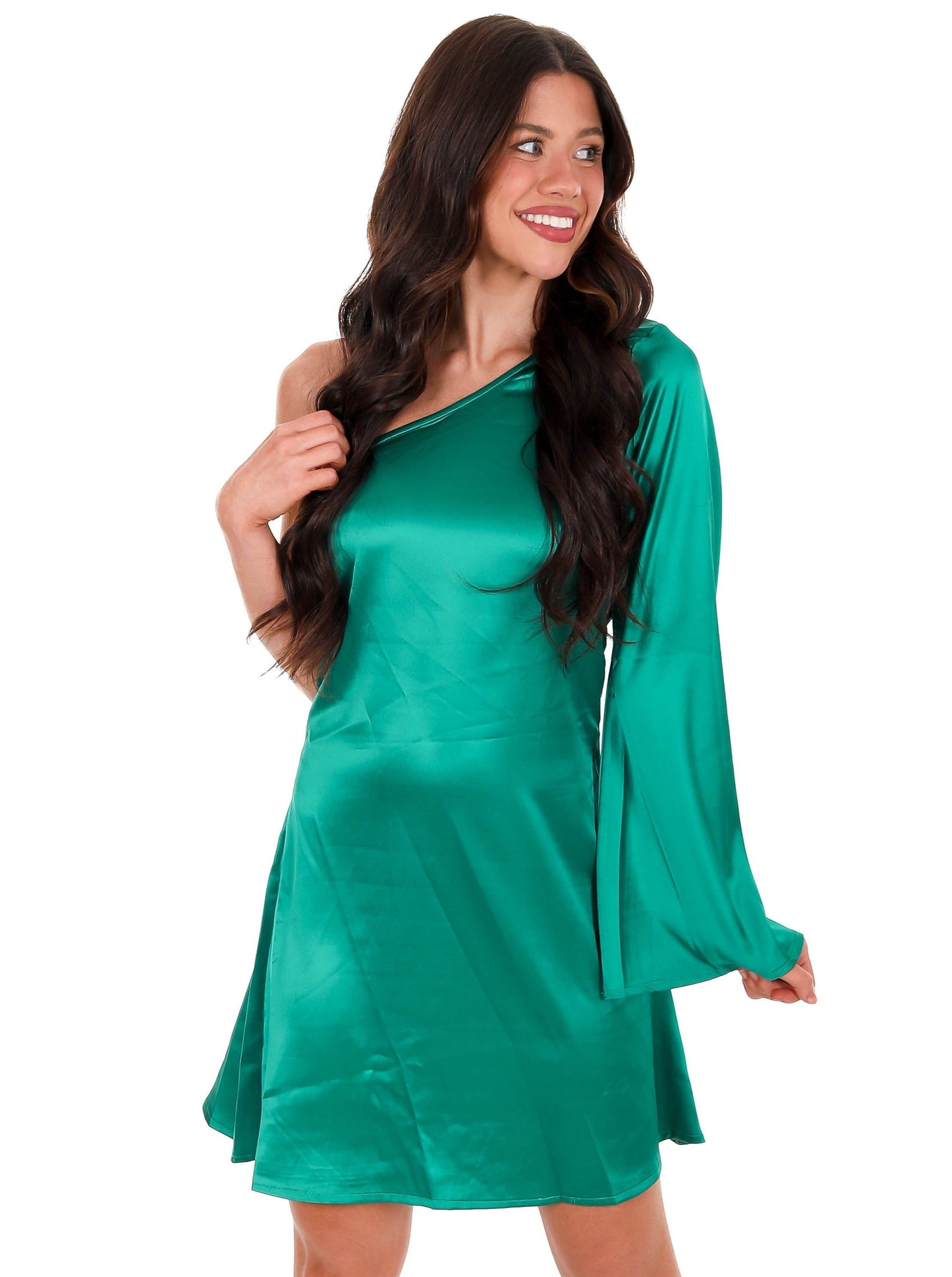 Magic Moment One Shoulder Satin Dress