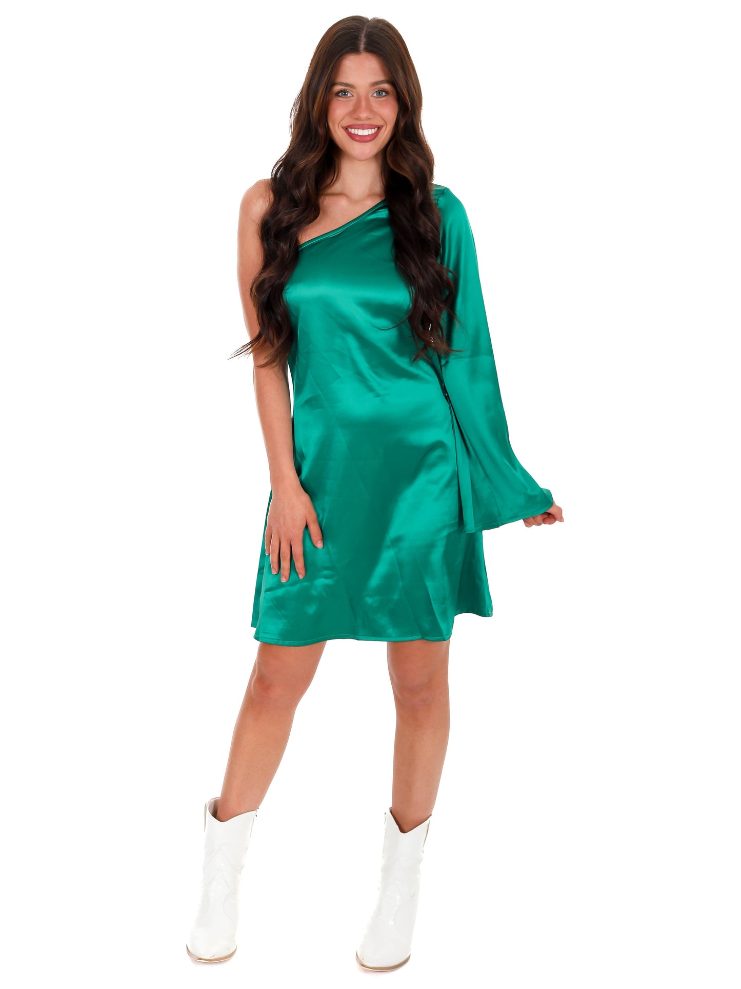 Magic Moment One Shoulder Satin Dress