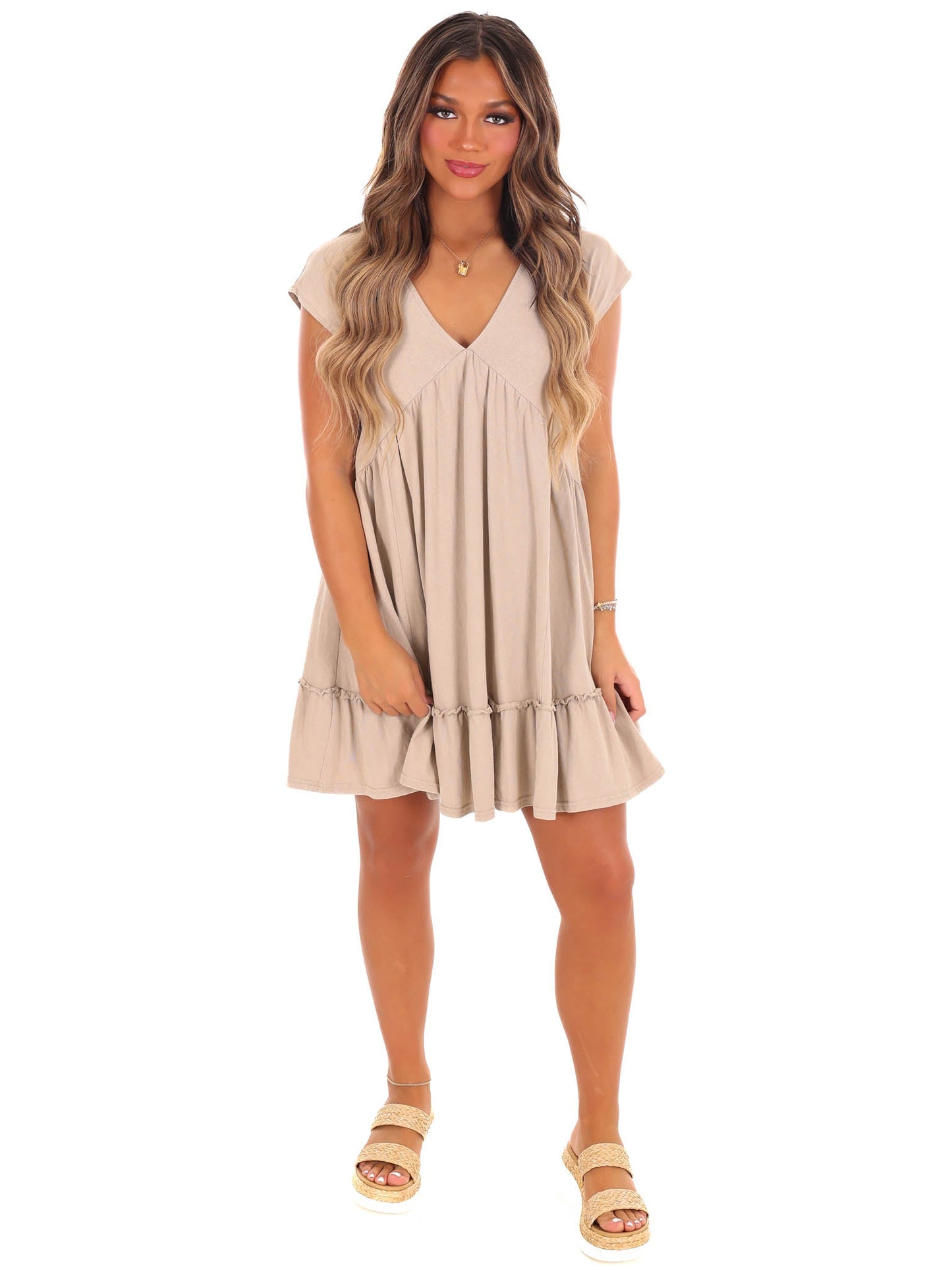 Cross My Heart V Neck Dress