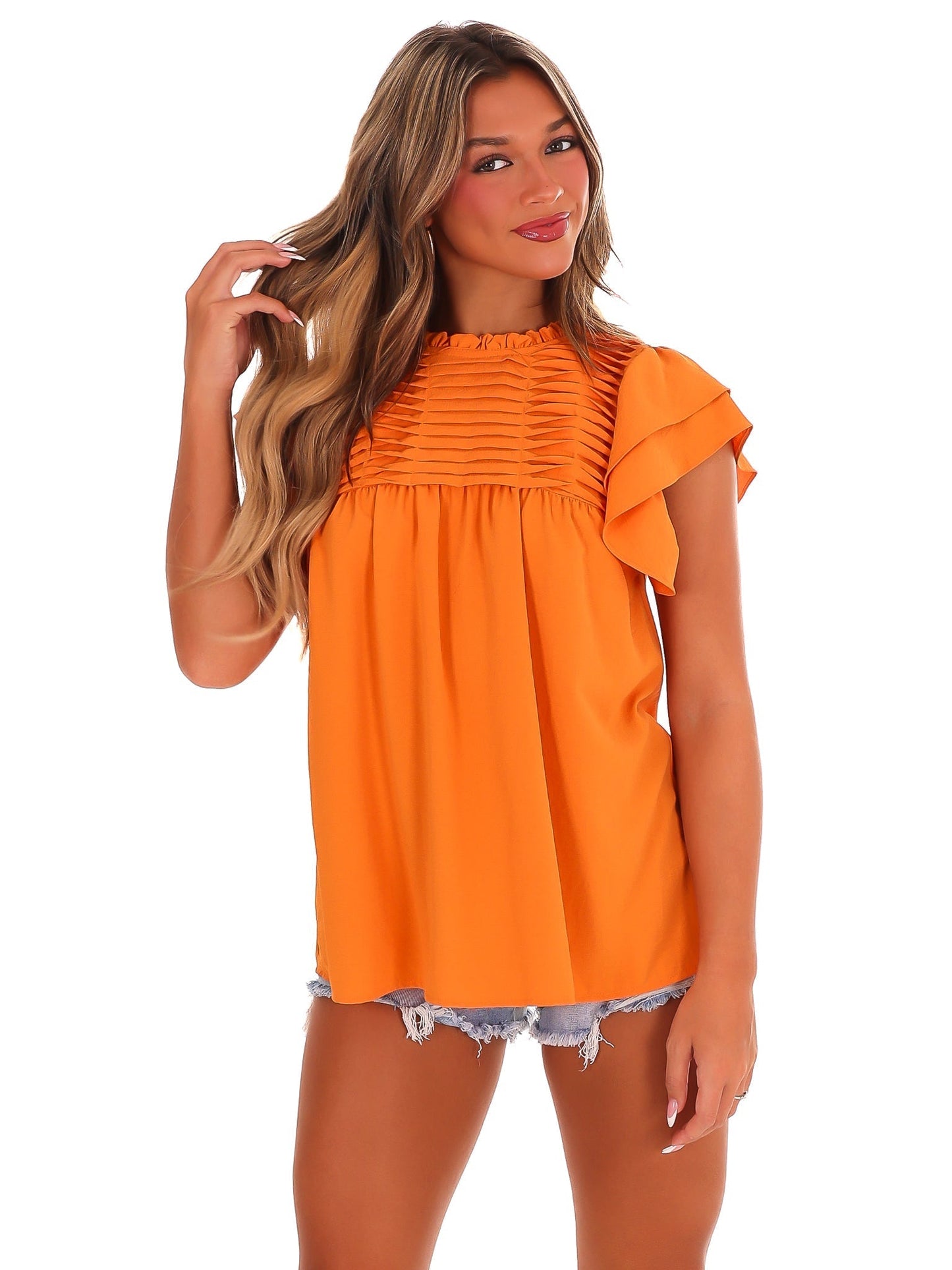 Stadium Style Ruffle Sleeve Top