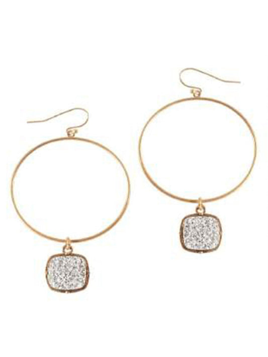 Metal Druzy Round Earrings