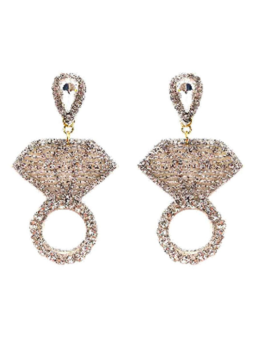 Diamond Ring Seedbead Earrings