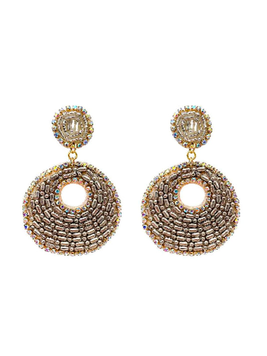 Dangle Beaded Circle Earrings