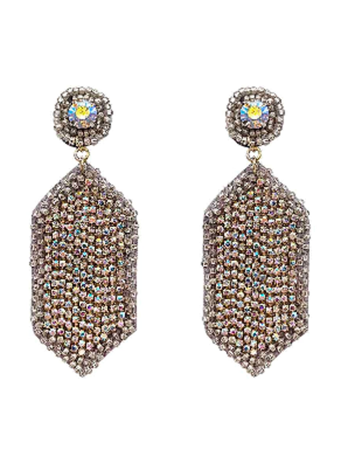Long Beaded Hexagon Wistone Earrings