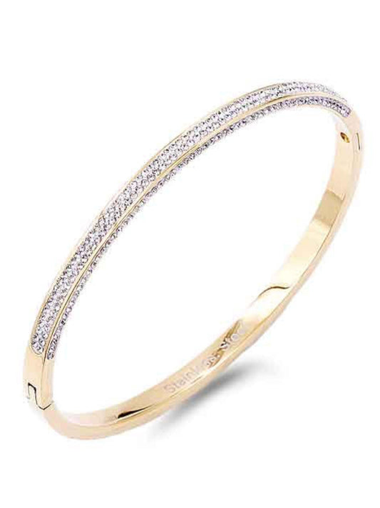 Stainless Steel CZ Stone Bangle Bracelet