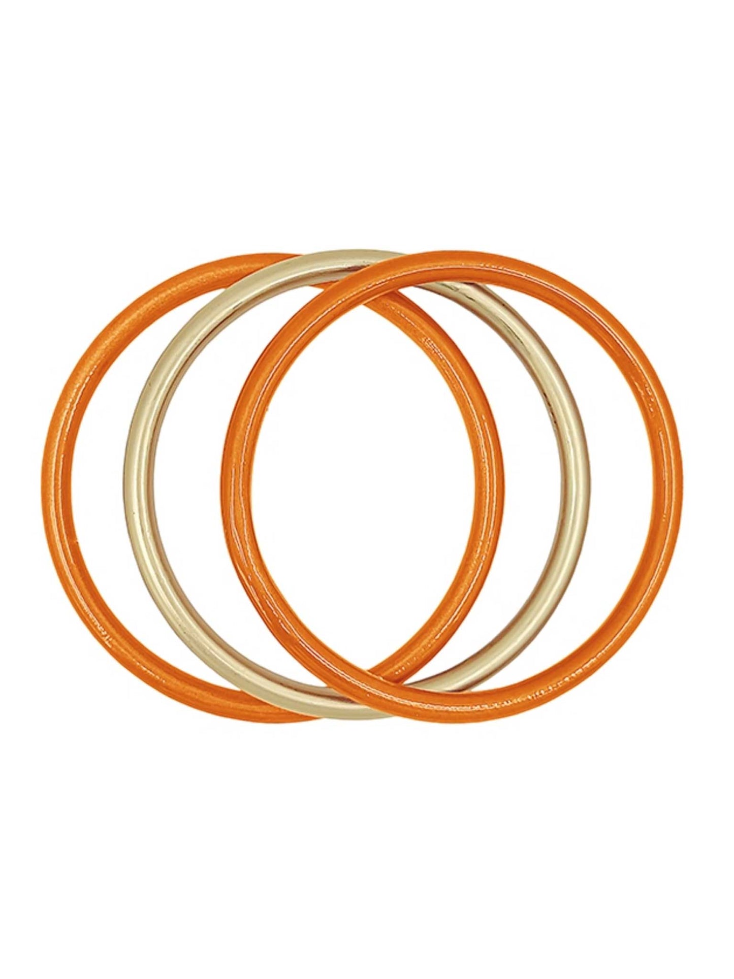 Orange Metallic and Gold Bangle Set