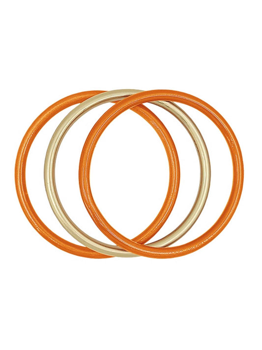 Orange Metallic and Gold Bangle Set