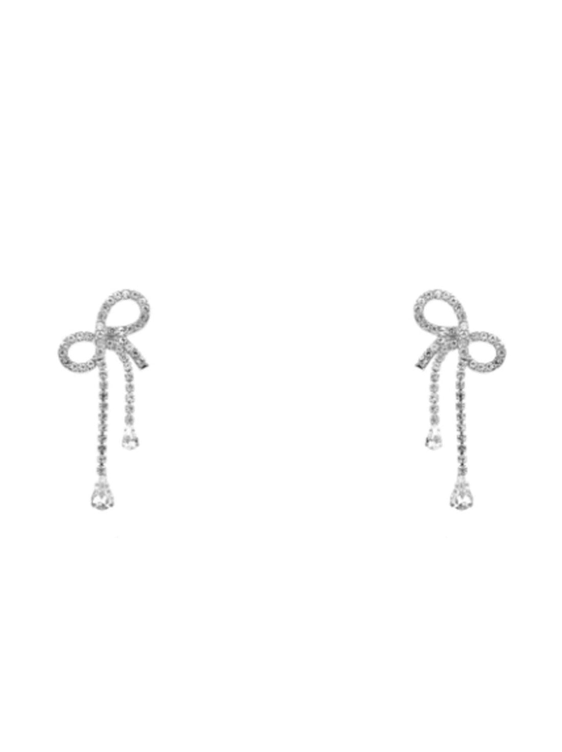 Rhinestone Ribbon Drop Earrings