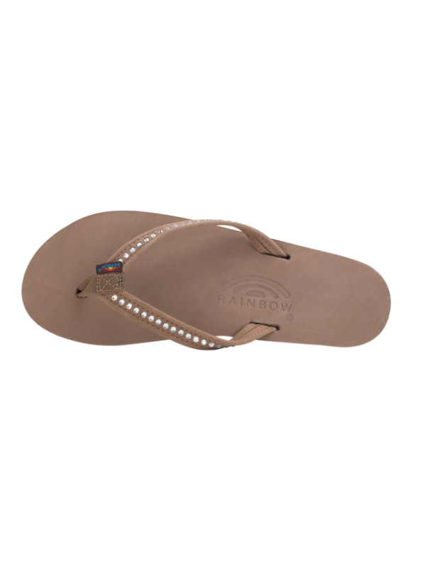 Crystal Collection Leather Sandal - Dark Brown