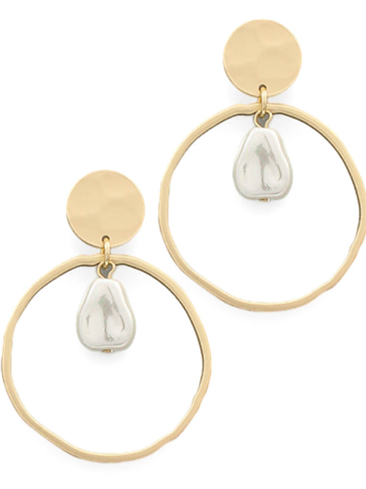 Hoop with Dangle Pearl Earring