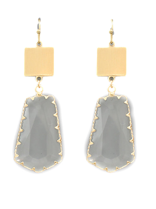 Pentagon Crystal & Square Earrings