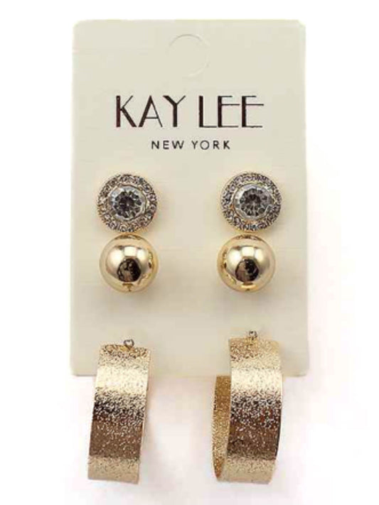 Stud & Hoop 3 Pair Earring Set