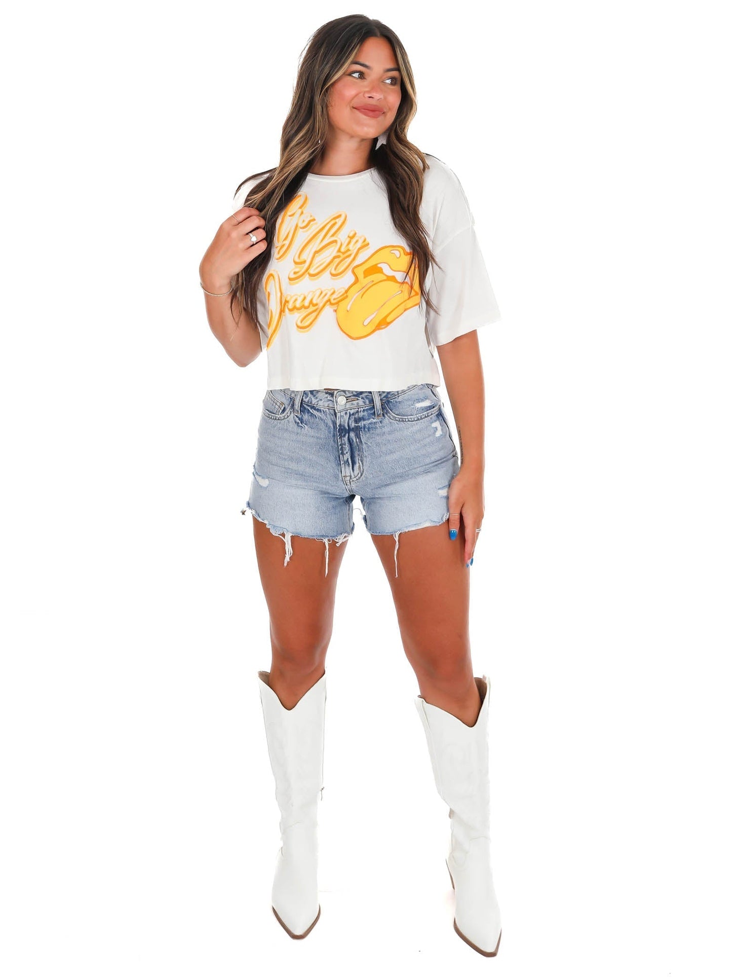Rollings Stones Big Orange Puff Cropped Tee