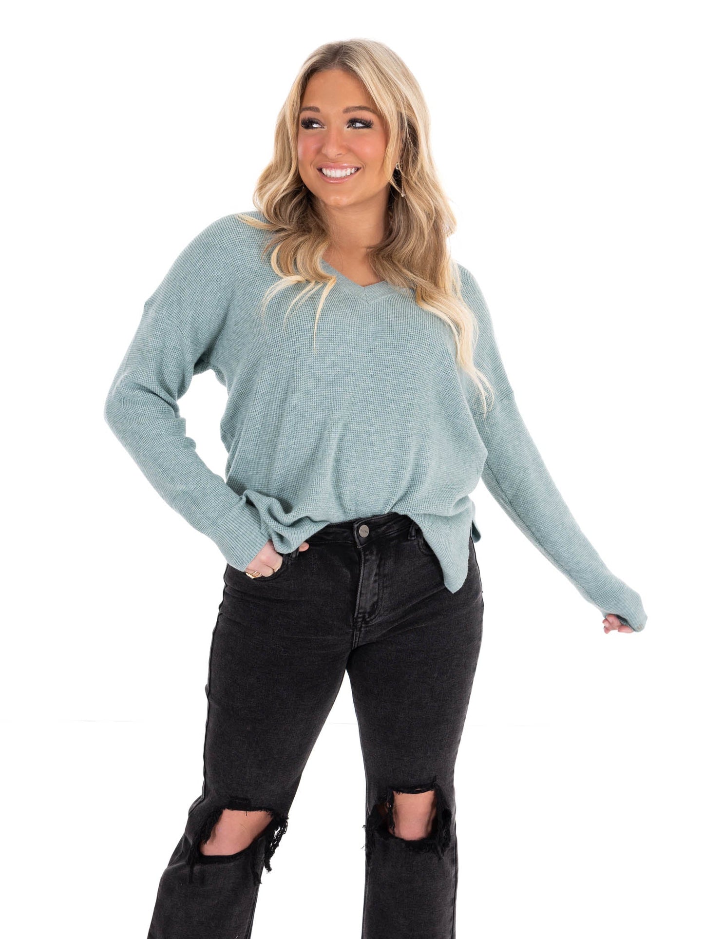 In My Dreams Waffle Knit Top