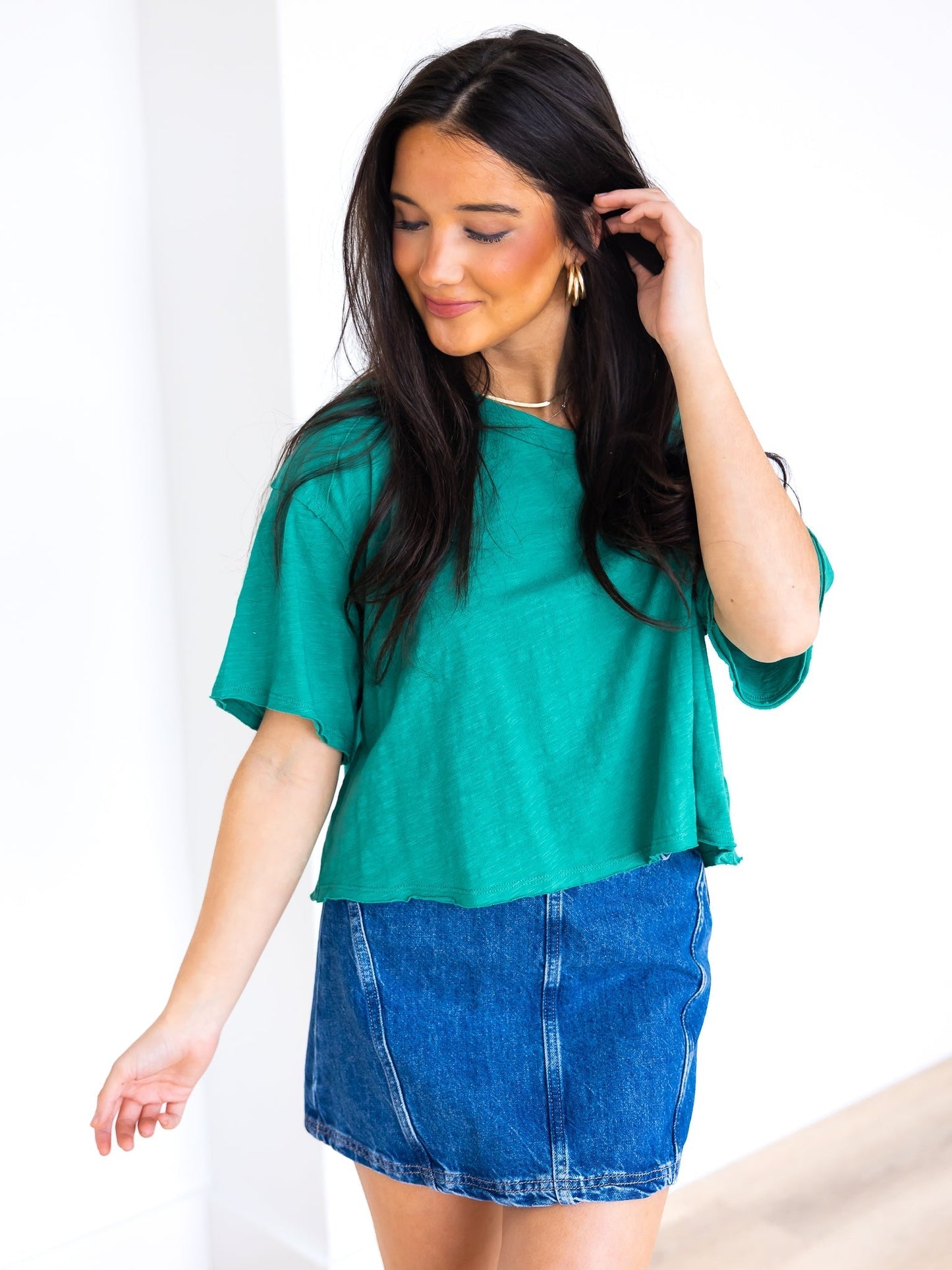 Straight Line Cotton Slub Crop Top