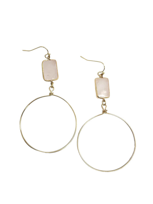 Natural Stone Circle Drop Earrings