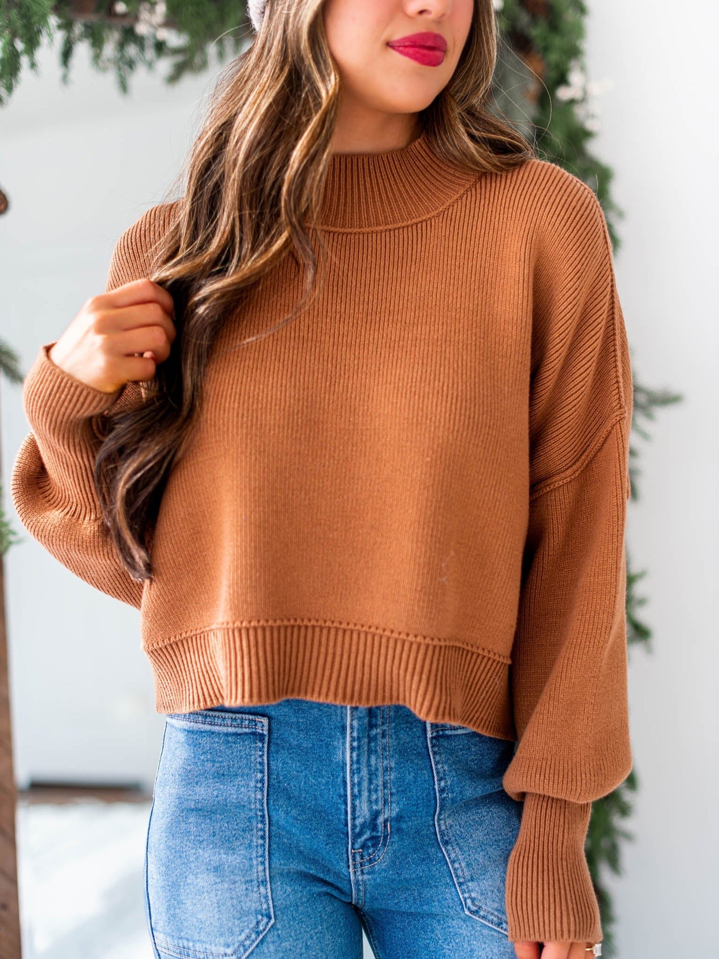 Easy Cropped Ribbed Sweater