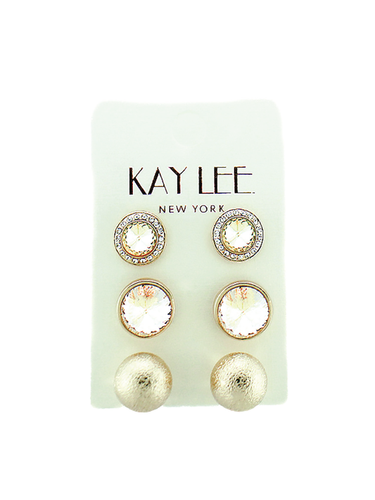 Stud 3 Pair Earring Set