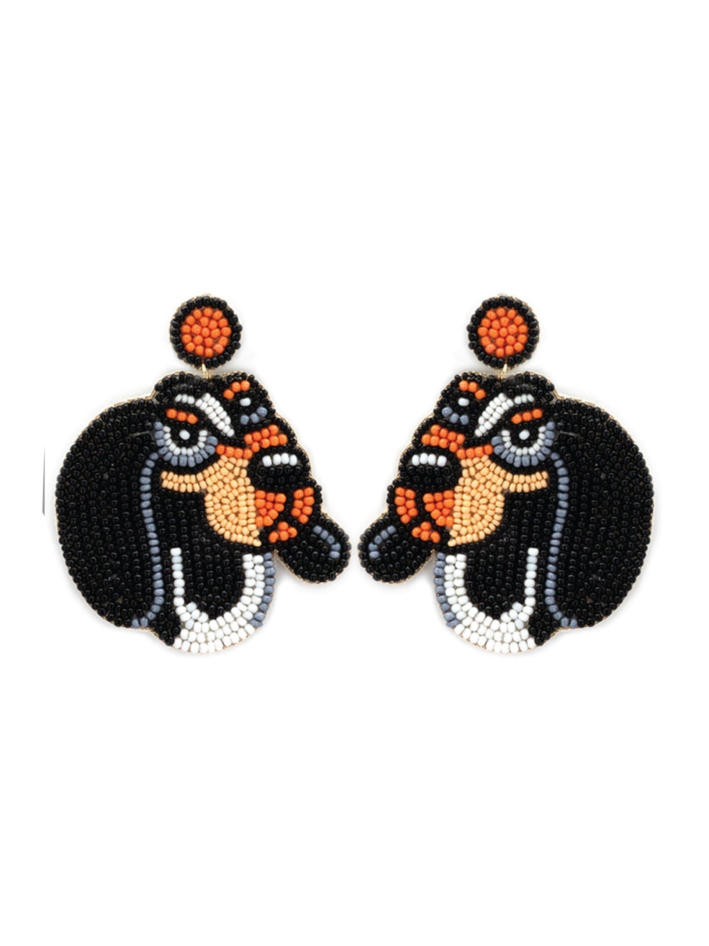 Seed Bead Drop Hound Dog Earrings