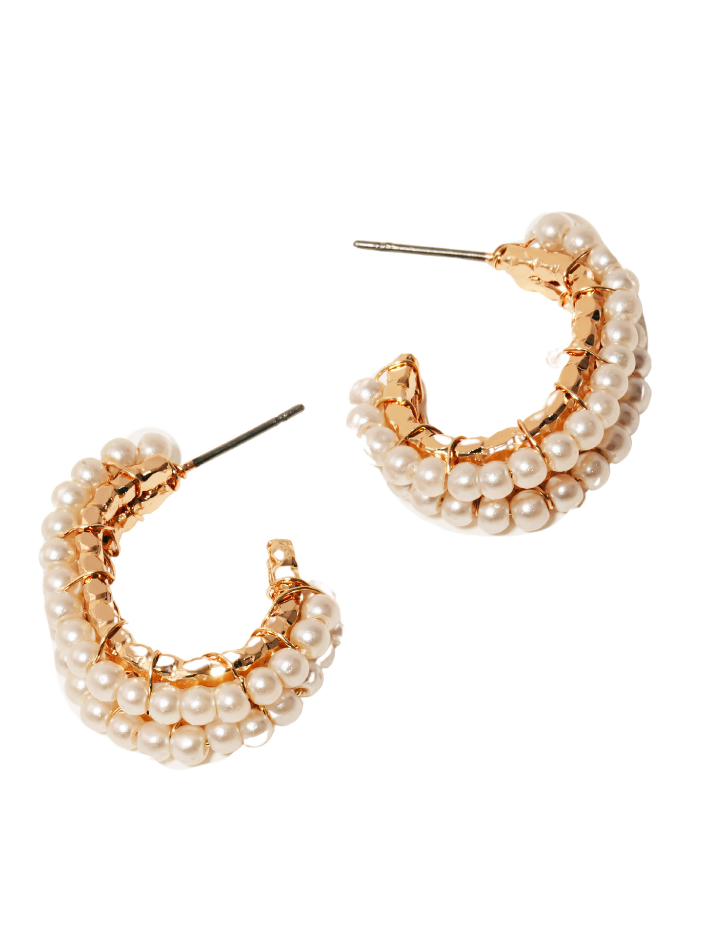 Pearl Open Hoop Earrings