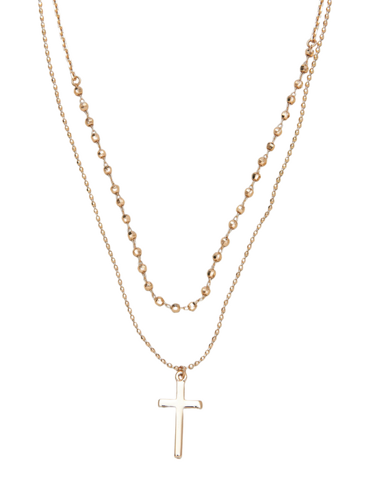 Cross Pendant Layered Necklace