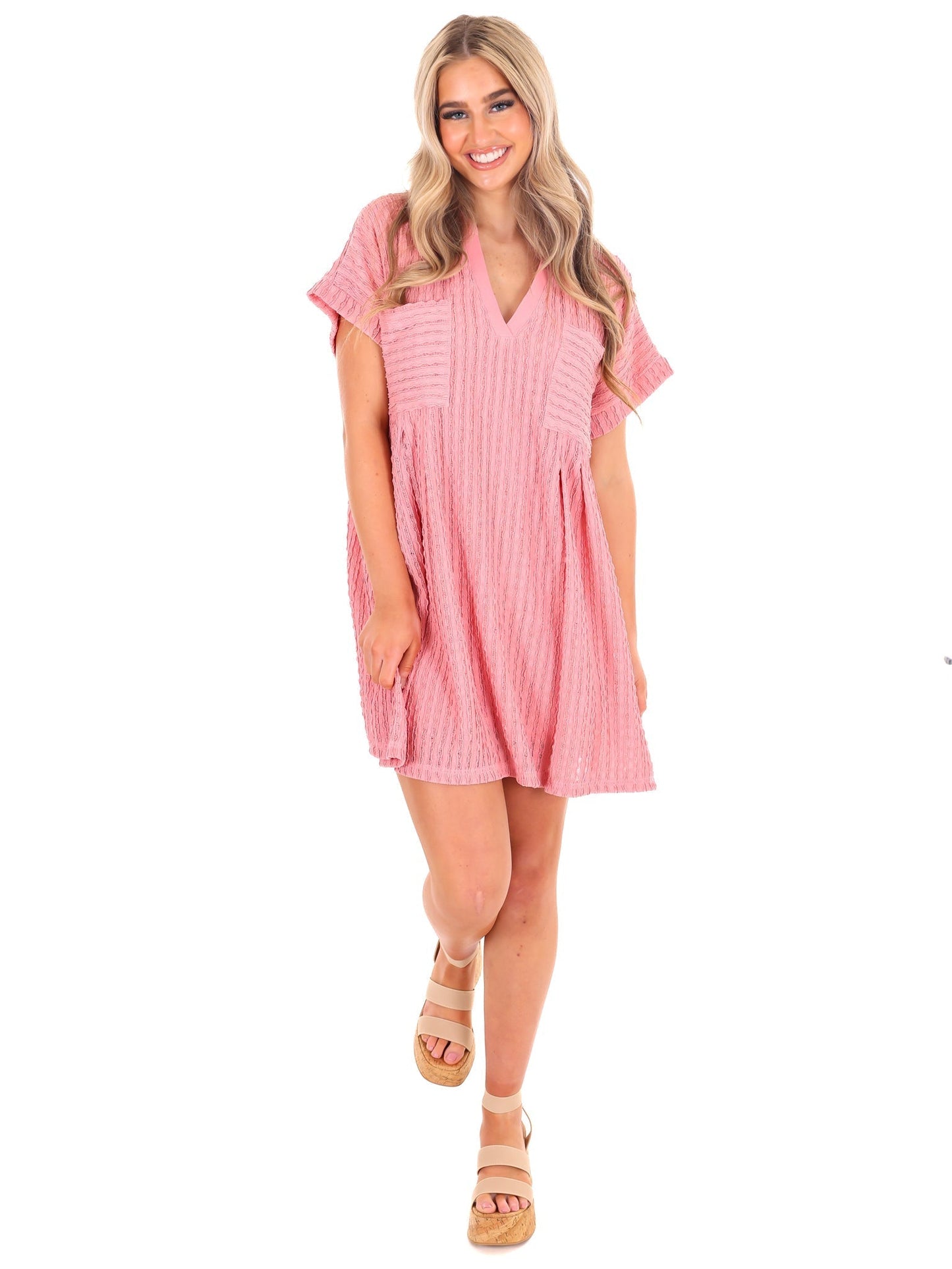Ask Nicely Textured Mini Dress