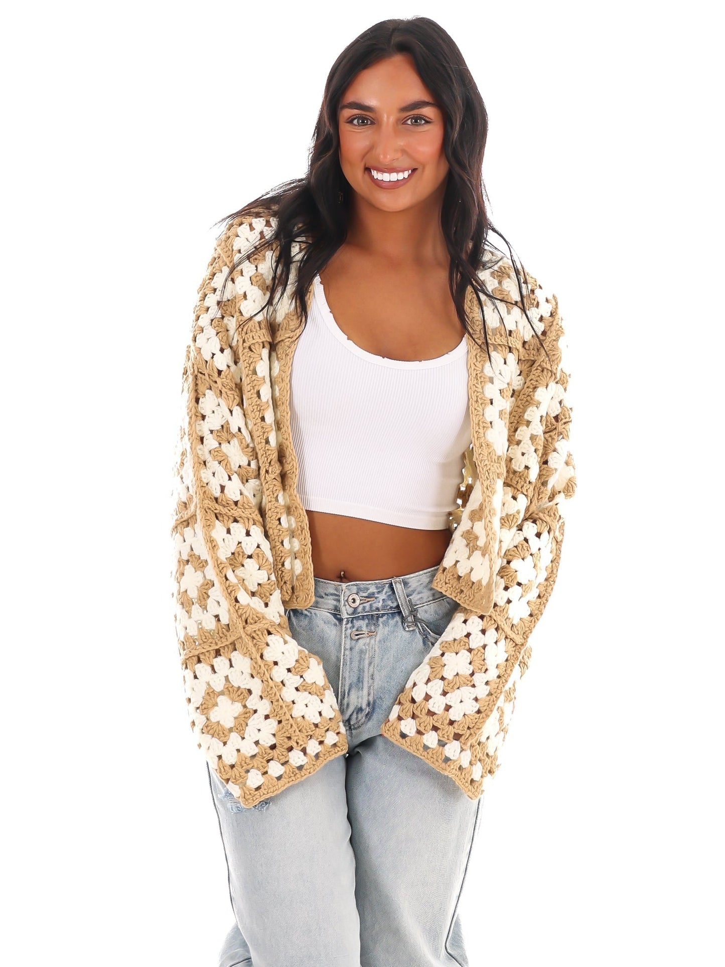 Petal Patch Crochet Cardigan